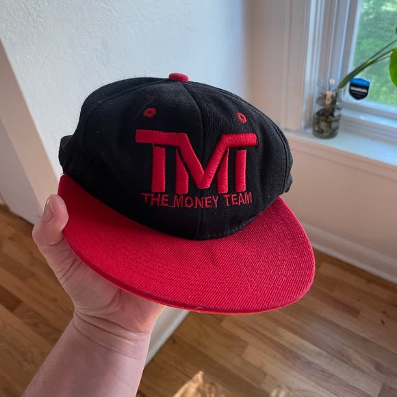 TMT The Money Team Grey Floyd Mayweather Snapback Hat Black Red - Picture 1 of 4